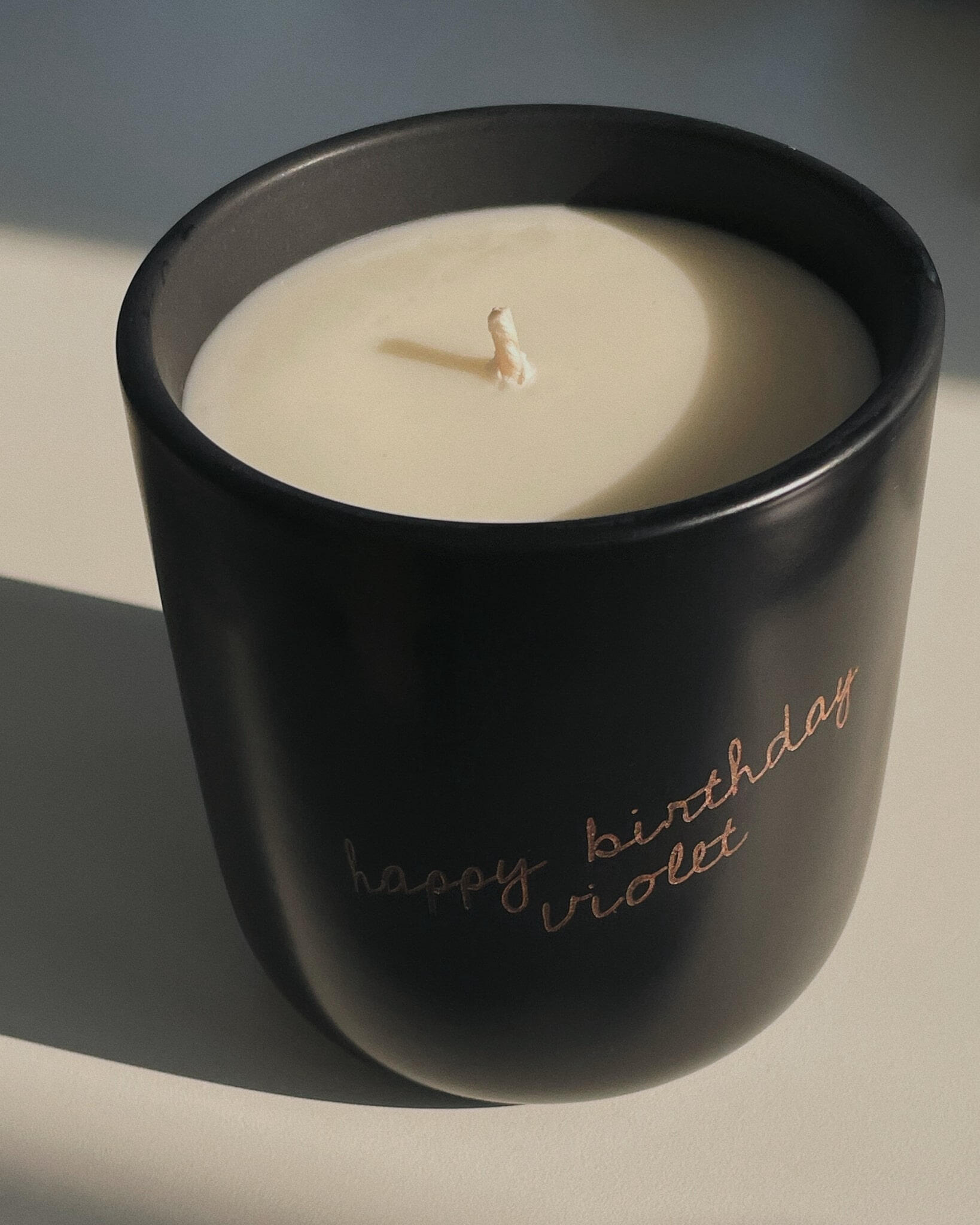 Custom portrait candle by Amble C Studio